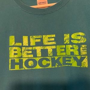 Shirt sleeve blue Life Is Better with Hockey t-shirt